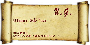 Ulman Géza névjegykártya