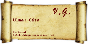 Ulman Géza névjegykártya