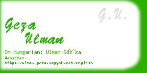 geza ulman business card